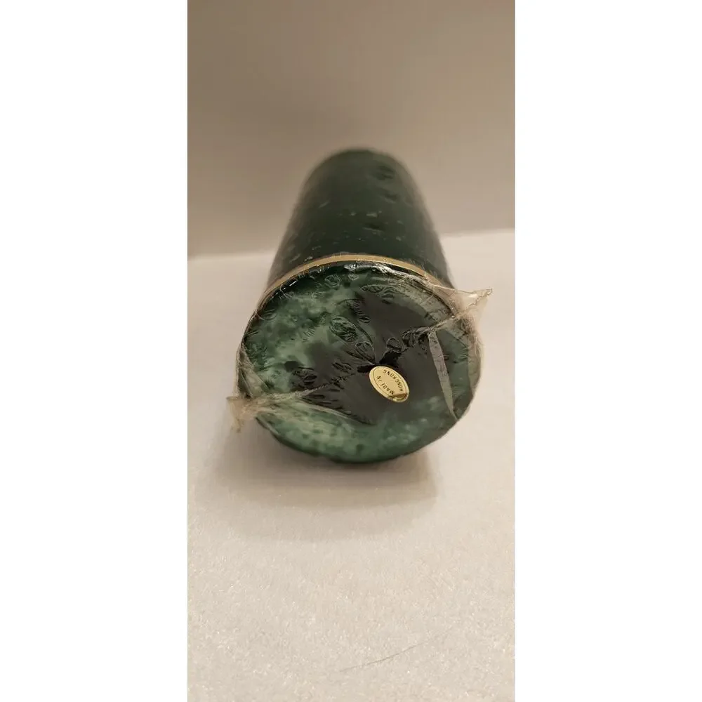 Vintage Christmas Candle Sculpted Green Dove Holly Carved 3D 6” x 2.5